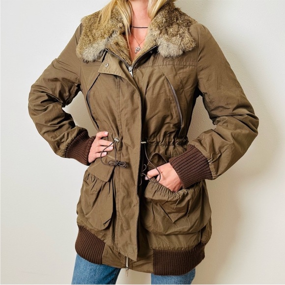 BCBG Maxazria Rabbit Fur‎ Hooded Jacket - Picture 1 of 16